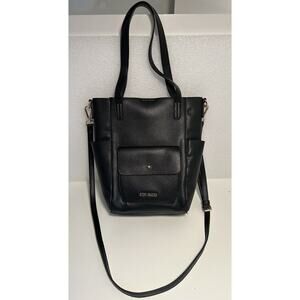 STEVE MADDEN Black Pebbled Shoulder Bag Handbag Lined Snap Closure Pockets